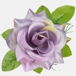 Róża satynowa z listkami W485P