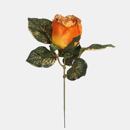 Róża satynowa z brokatem na piku